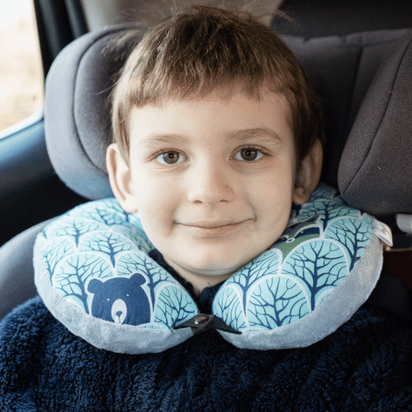 Poduszka podróżna na szyję rogal dla dzieci bawełna minky wygodna – akuku
