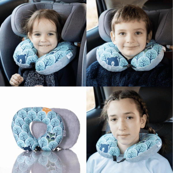 Poduszka podróżna na szyję rogal dla dzieci bawełna minky wygodna – akuku