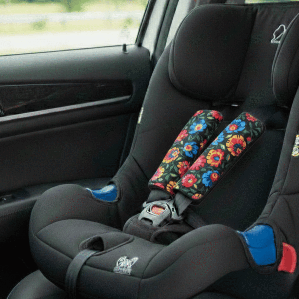 Dwustronne nakładki na pasy Bajbi bawełna minky 2 szt folk czarny