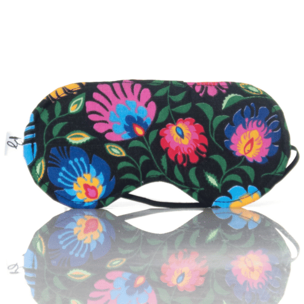 OPASKA maska na oczy do spania i medytacji 100% bawełna folk czarny