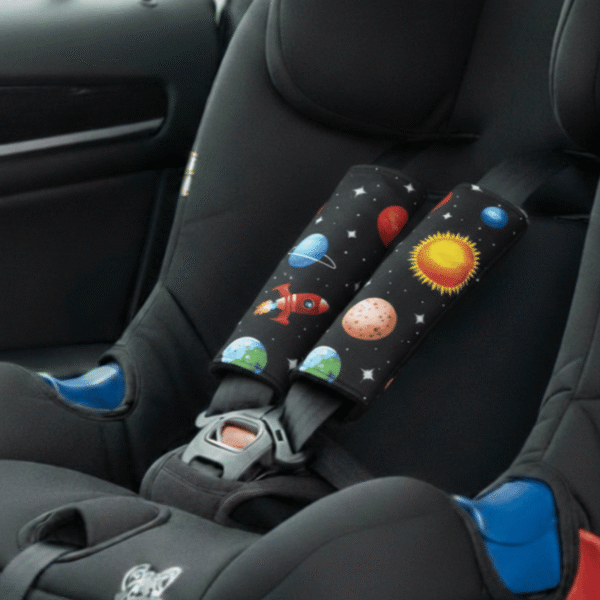 Dwustronne nakładki na pasy Bajbi bawełna minky 2 szt kosmos