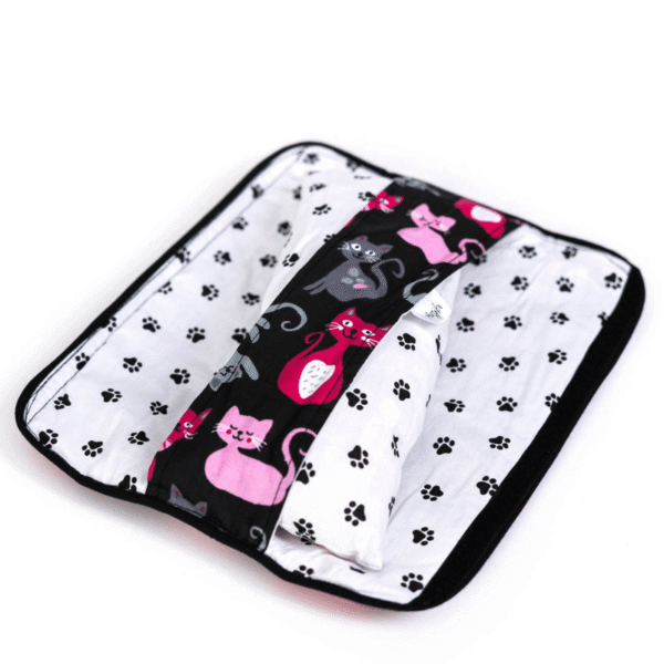 PODUSZKA I NAKŁADKA na pas bezpieczeństwa 2w1 koty fuksjowe