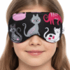 Opaska na oczy do spania dla dzieci komfortowa 100 % bawełna koty fuksjowe