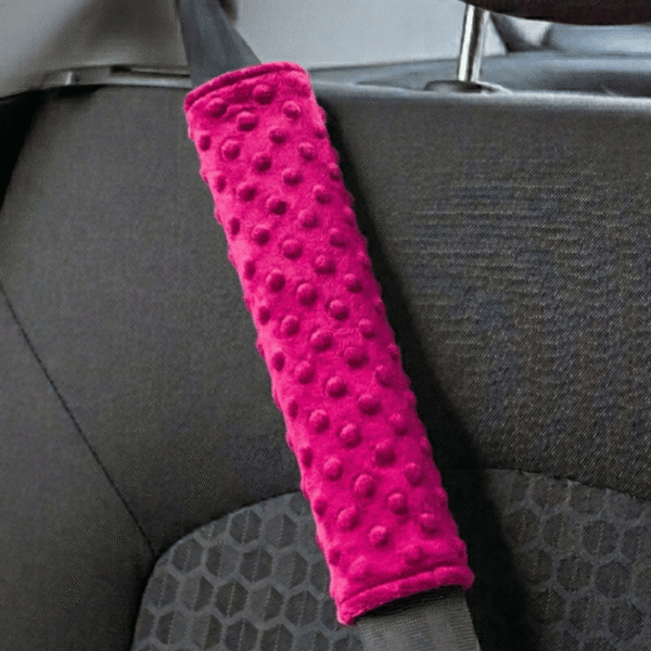 Dwustronna nakładka na pasy bawełna minky koty fuksjowe