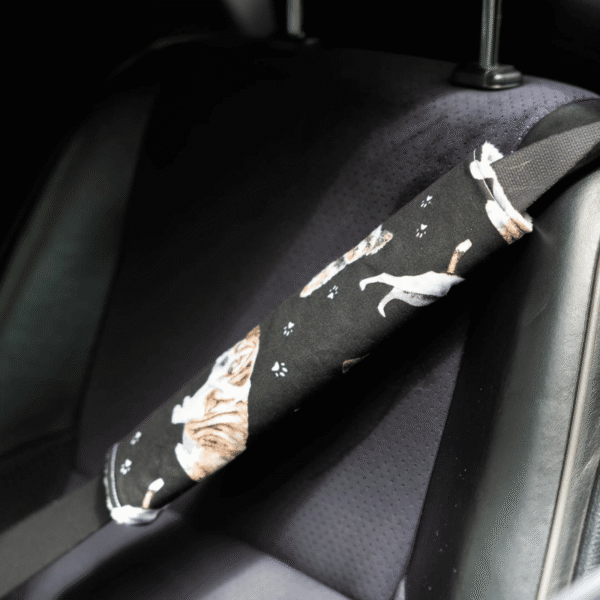 Dwustronna nakładka na pasy bawełna minky pieski czarne