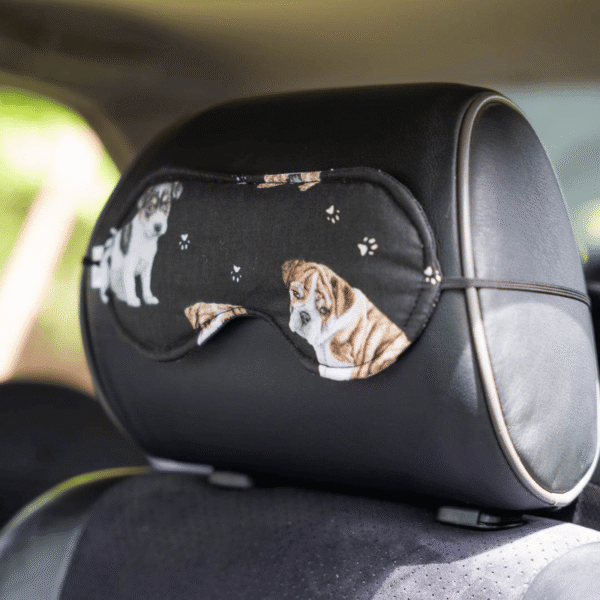 OPASKA maska na oczy do spania i medytacji 100% bawełna pieski czarne