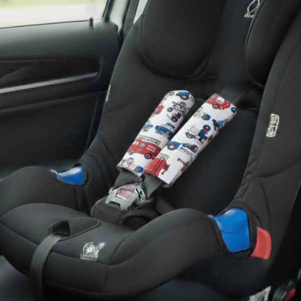 Dwustronne nakładki na pasy Bajbi bawełna minky 2 szt policja