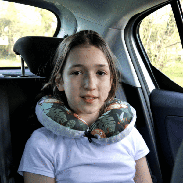 Poduszka podróżna na szyję rogal dla dzieci bawełna minky wygodna – zanzibar