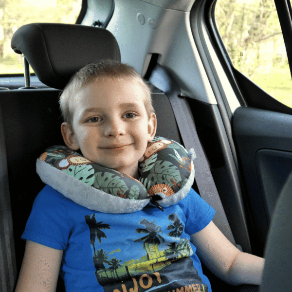 Poduszka podróżna na szyję rogal dla dzieci bawełna minky wygodna – zanzibar