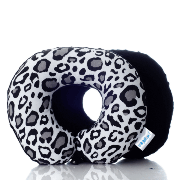 Poduszka podróżna na szyję rogal dla dzieci bawełna minky wygodna – cętki