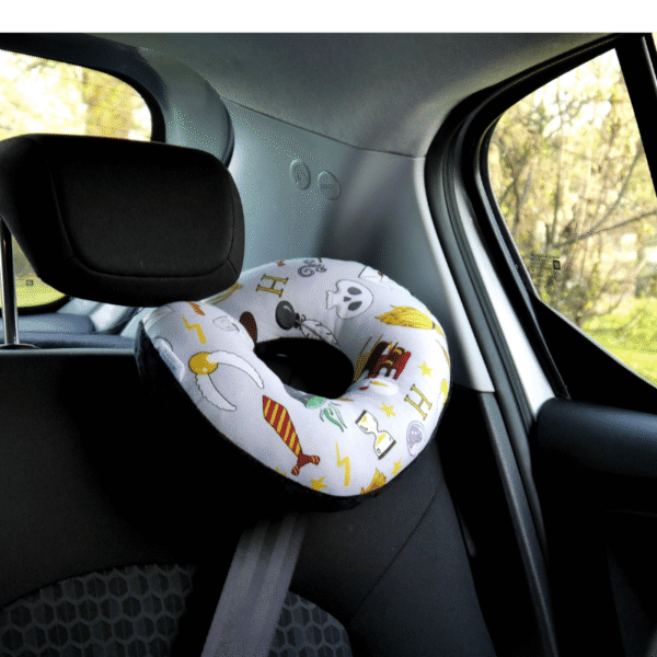 Poduszka podróżna na szyję rogal dla dzieci bawełna minky wygodna – czarodziej