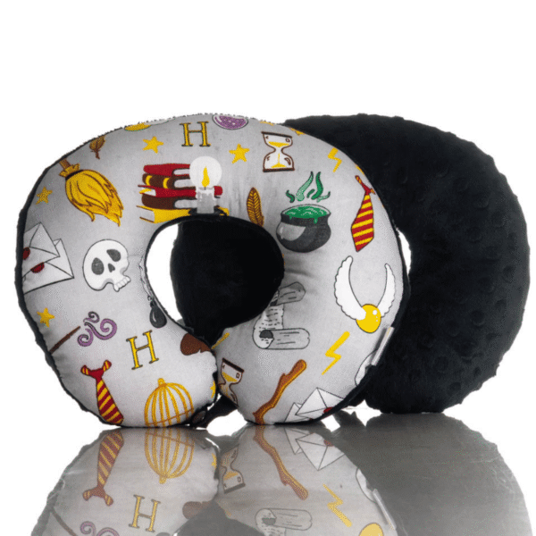 Poduszka podróżna na szyję rogal dla dzieci bawełna minky wygodna – czarodziej