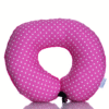 Poduszka podróżna na szyję rogal dla dzieci bawełna minky wygodna – groszki fuksjowe