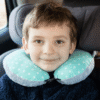 Poduszka podróżna na szyję rogal dla dzieci bawełna minky wygodna – groszki miętowe