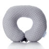 Poduszka podróżna na szyję rogal dla dzieci bawełna minky wygodna – groszki szare