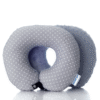 Poduszka podróżna na szyję rogal dla dzieci bawełna minky wygodna – groszki szare