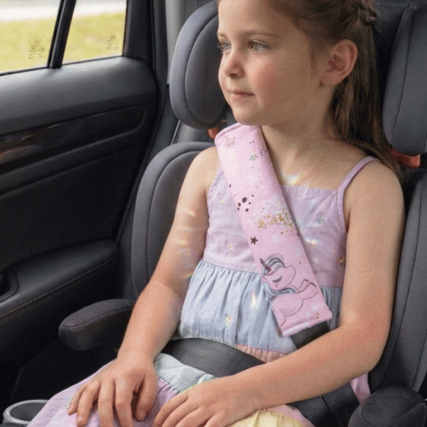 Dwustronna nakładka na pasy bawełna minky jednorożce różowe