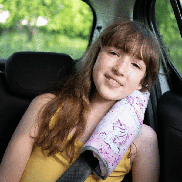 PODUSZKA I NAKŁADKA na pas bezpieczeństwa 2w1 jednorożce różowe