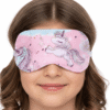 Opaska na oczy do spania dla dzieci komfortowa 100 % bawełna jednorożce różowe