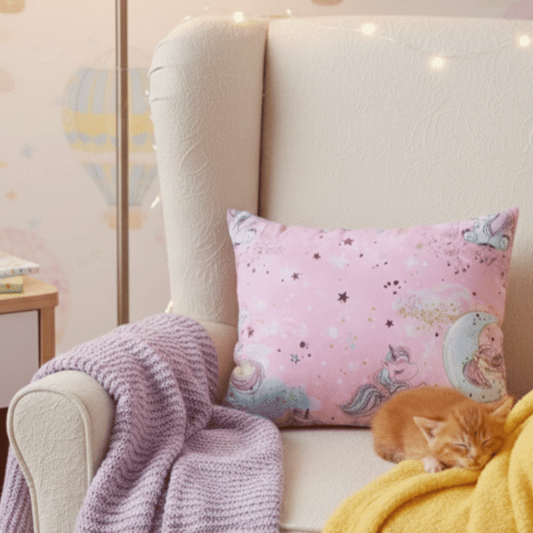 Poduszka jasiek bawełniana 30×40 cm Bajbi jednorożce różowe