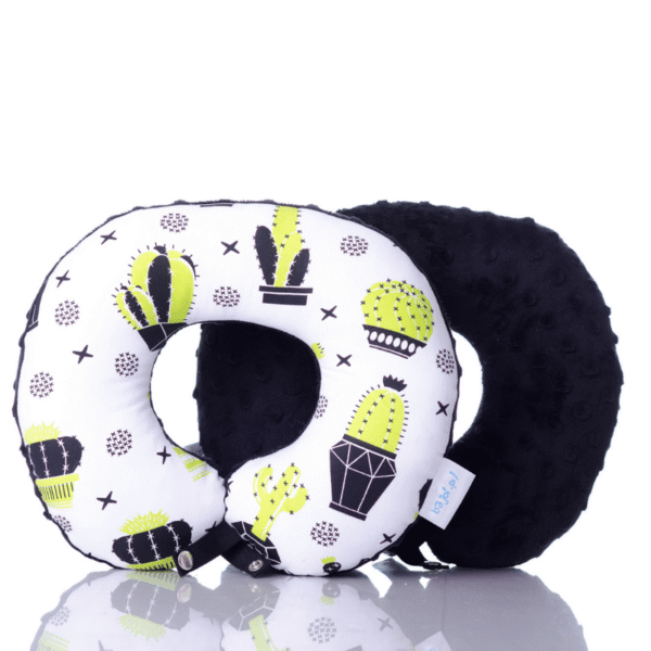 Poduszka podróżna na szyję rogal dla dzieci bawełna minky wygodna – kaktusy