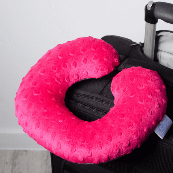 Poduszka podróżna na szyję wygodny rogal zagłówek dla dorosłych – koty fuksjowe