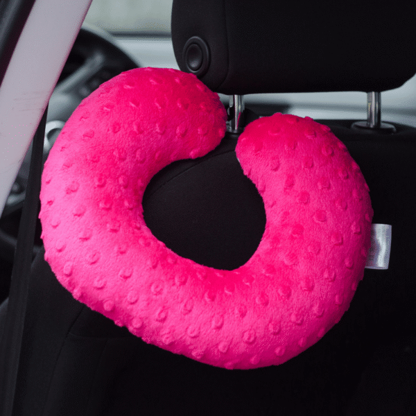 Poduszka podróżna na szyję wygodny rogal zagłówek dla dorosłych – koty fuksjowe