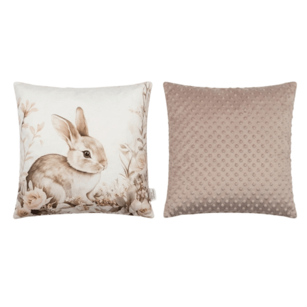 Poduszka dekoracyjna Zajączek – Velvet i Minky do pokoju dziecka 45×45 cm na prezent